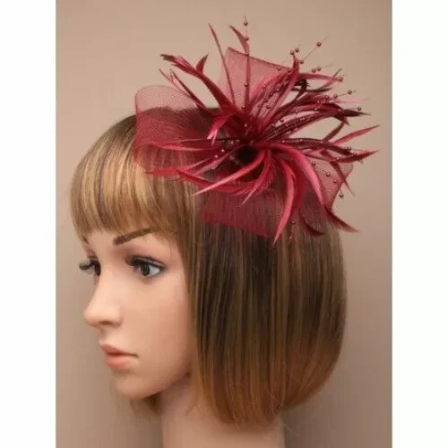 Burgundy fascinator with