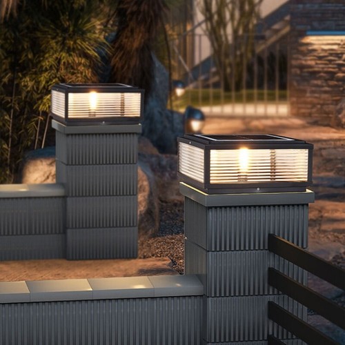 Garden gate post lamp - garden, solar