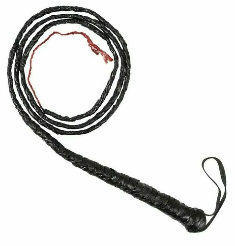 Black leather bull whip - black,