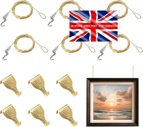 Brass picture rail hooks - 6,