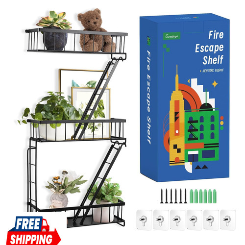 Fire escape wall shelf - shelf, black