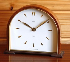 VINTAGE 21cm Smiths Mantel Clock - Wooden Retro Antique Mid Century Desk Gift