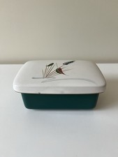 Denby Greenwheat Butter Dish Vintage Mid Century Green Teal