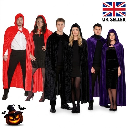 Long velvet hooded cloak - long,