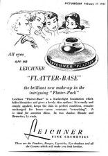 1951 Advert LEICHNER 'Flatter Base' Foundation Small Vintage Cosmetics Print Ad