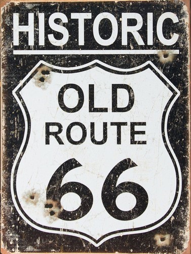 Old route retro metal sign - old,