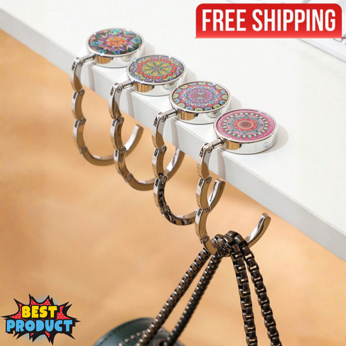 Folding purse hanger desk clip - folding,