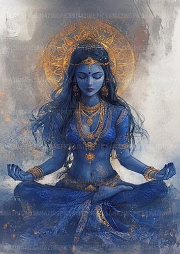 Kali art print blue hindu - art,
