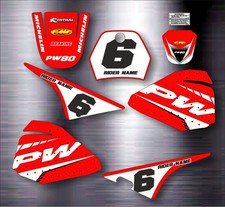 YAMAHA PW 80 RED GRAPHICS inc. Rider Name and Number Custom Stickers decals