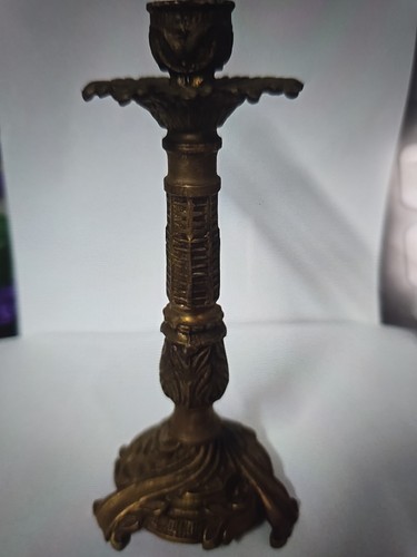 Antique brass candlestick tall - antique,
