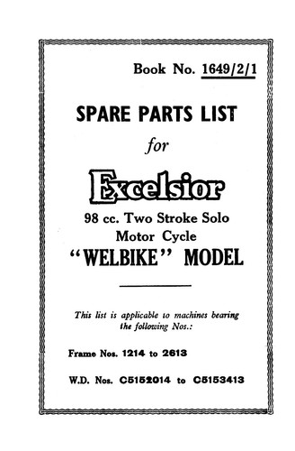Welbike parts list - (1493),
