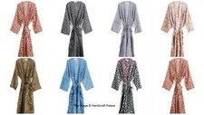 5 PC LOT Vintage Silk Sari Bath Robe Beach Party Kimono Robe Indian Night Gown