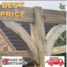 🔥 Wooden Tanalised Arched Pergola Curved Brace 600mm  Quality Gallows Brackets