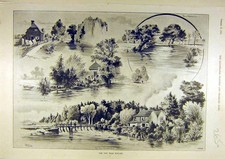 Original Old Antique Print