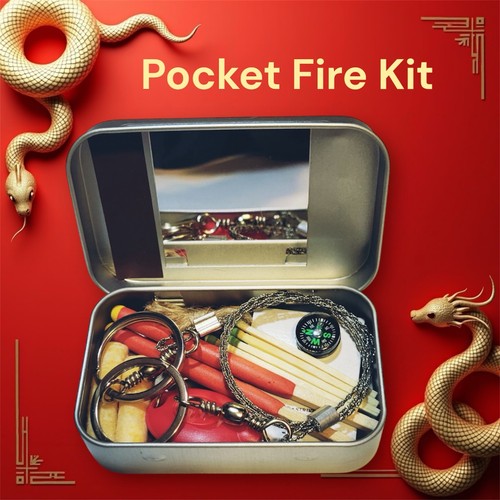 Pocket fire starter kit with - starter,
