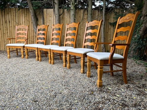 Carved oak ladder back french - oak,