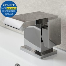 Waterfall Basin Mixer Tap Modern Bathroom Mono Sink Square Chrome Single Lever