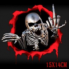 1x 3D Skeleton Skull Car Stickers Side Trunk Emblem Badge Decal Car Accessories
