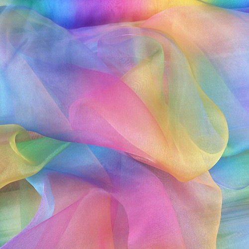 Rainbow organza fabric - rainbow,