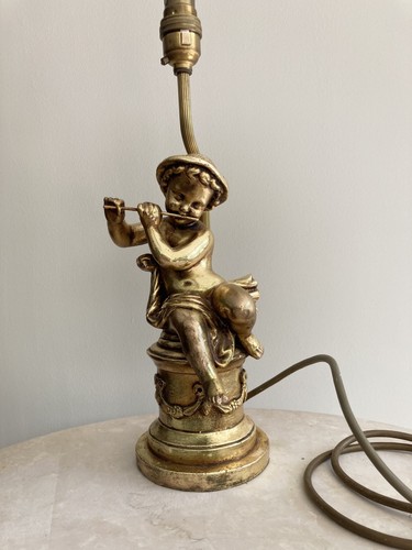 Gold cherub putti table lamp - gold,