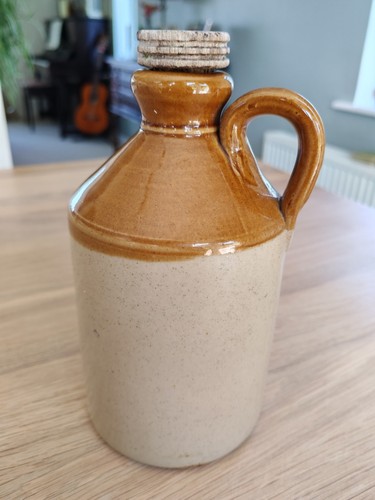 Vintage stoneware flagon with - vintage,