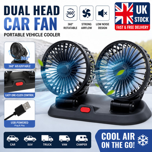 Dual head car cooling fan - head,