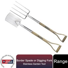Spear & Jackson Border Spade or Digging Fork Traditional Stainless Garden Tool
