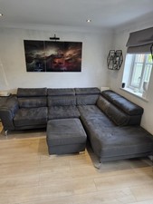 L Shape Corner Sofa with Pouffe Living Room Furniture