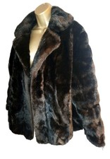 Tissavel Vintage Faux Fur Jacket Dark Brown Mink Sz 14