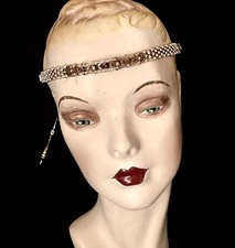 1920s Deco Rhinestone Flapper , Headband, Headpiece , Clear, Purple, Gold, Pearl