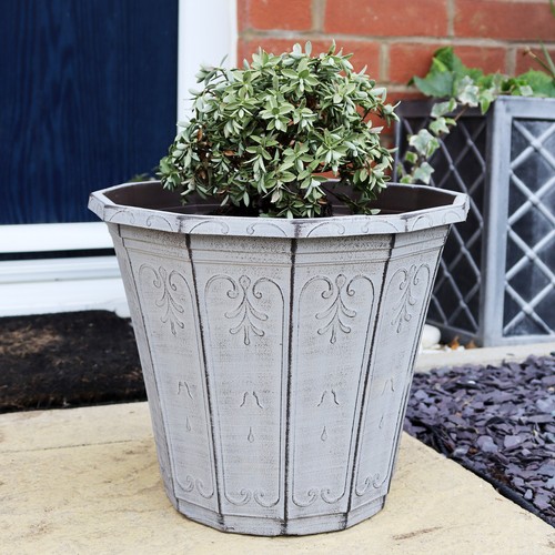 Hexagonal planter antique grey - hexagonal,