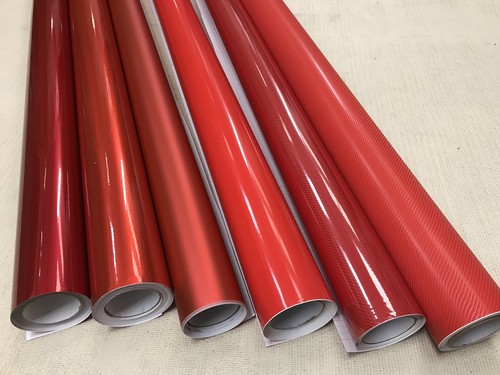 Car vinyl wrap red - red, carbon