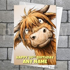 Highland Cow birthday card