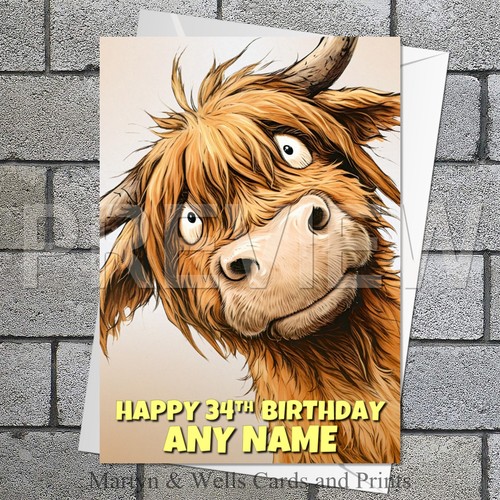 Highland cow birthday card - birthday,