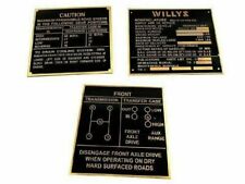 Brand New Rare Brass Acid Etching For Willys Jeep MB GPW Dash Data Plate Set