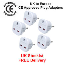 5 x UK To EU Euro Europe European Travel Adaptor Plug 2 Pin Adapter - UK Stock