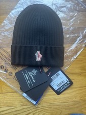 MONCLER Beanie Black New With Tags All Season Berretto Grenoble Wool Knit