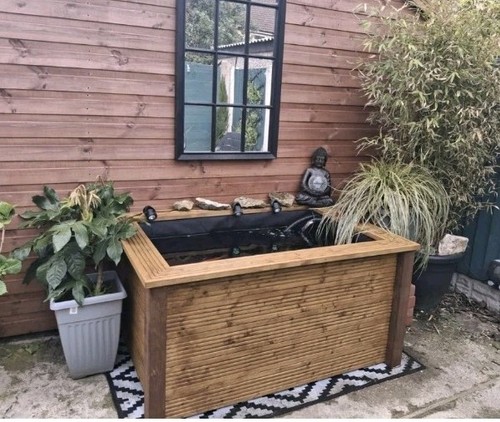 Raised garden pond bench - raised,