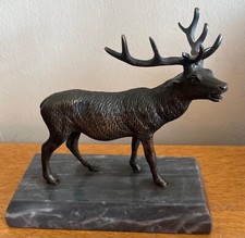 Bronze sculpture of a Stag on a marble plinth