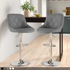 Neo Bar Stools 2X Faux Leather Madrid Chrome Gas Lift Swivel Kitchen Seats