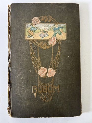 Antique postcard album with - postcard,