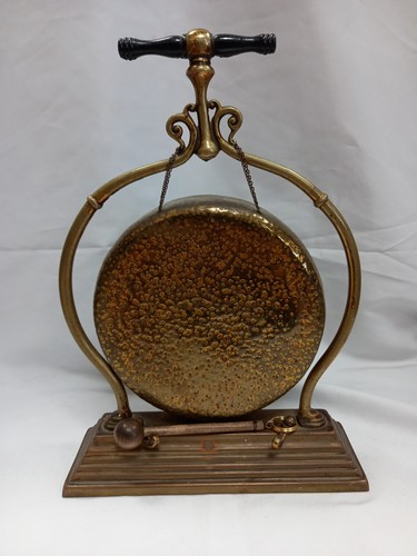 Antique brass table - table, gong