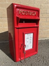Contemporary Letterbox Red Post Box with Lock - Durable Cast Iron Mailbox