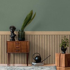 Dado Panel Wooden Slats Wallpaper 397441 Natural Half Wall Panelling AS Creation