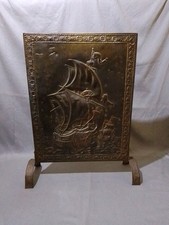 Vintage Brass Fire Screen Fire