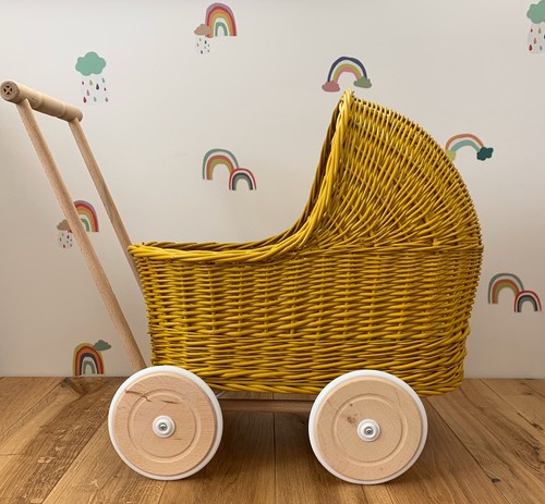 Mustard wicker doll - doll’s, pram