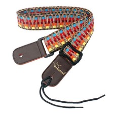Adjustable Stripy Strap Belt w Leather End for Ukulele Guitar Banjo Mandolin