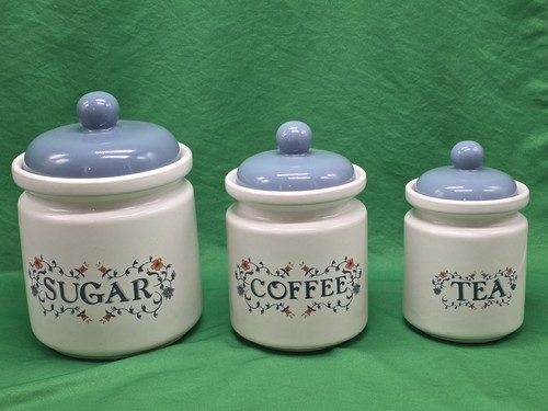 Vtg jay blue - white, canister