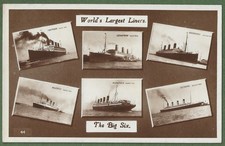 The World's Biggest Six Ocean Liners, Including RMS Olympic. Superb RP c1920.