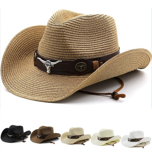 Women fedora straw cowboy hat - fedora,